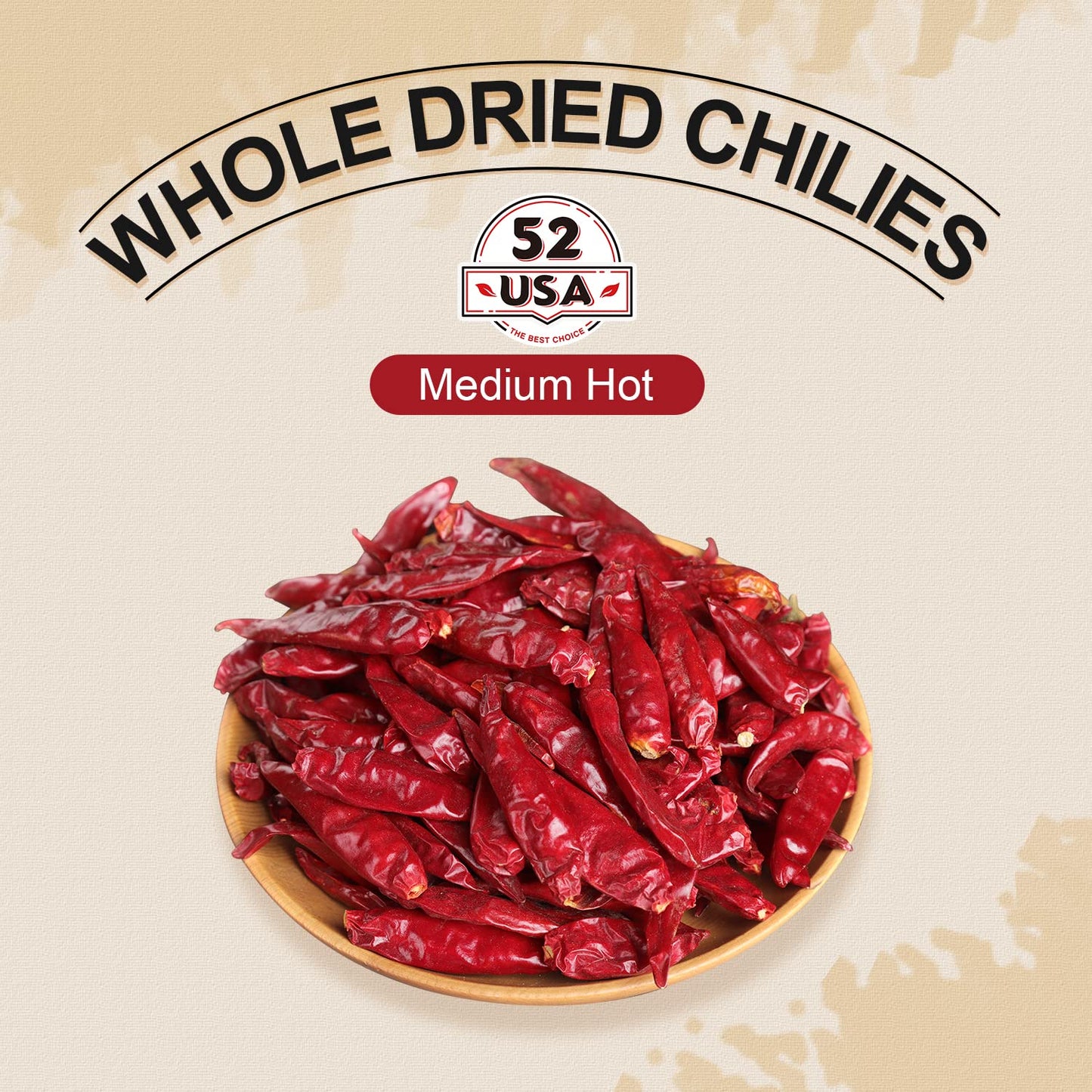 52Usa Szechuan Red Dried Chilis, Whole Chili, Chinese Chili 4 Oz (Medium Hot)