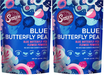 Suncore Foods Blue Butterfly Pea Powder, Blue Food Coloring Powder, Gluten-Free, Non-GMO, 3.5oz (2 Pack)