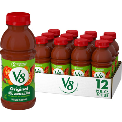 V8 Original 100% Vegetable Juice, 12 fl oz Bottle (12 Pack)