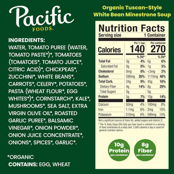 Pacific Foods Organic Tuscan-Style White Bean Minestrone Soup, 16.3 oz Can