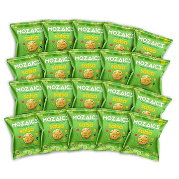 Mozaics Salsa Snack Bags- Popped Veggie Chips (20-Pack)  Healthy Pea Protein Crisps  Gluten Free (0.75 Oz Single Serving Bags)