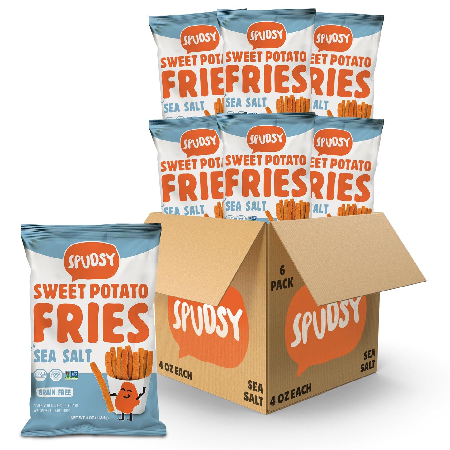 Spudsy Sea Salt Sweet Potato Fries | Vegan, Gluten Free Veggie Straws | Plant-Based, Allergen-free, Non-GMO, Kosher, Superfood S