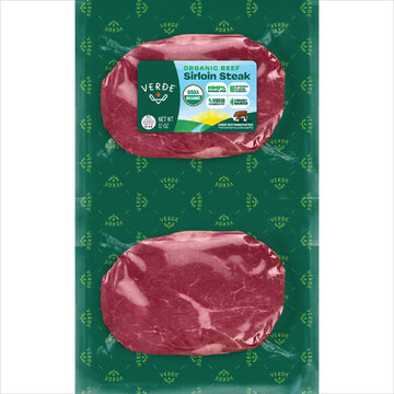 Verde Farms, Beef Sirloin Steaks, Organic, Grass-Fed | 0.75 lbs |Pack of 2