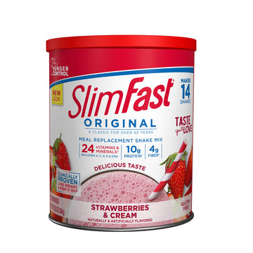 Slimfast Meal Replacement Powder, Original Strawberries & Cream, Weight Loss Shake Mix, 10G Of Protein, 14 Servings
