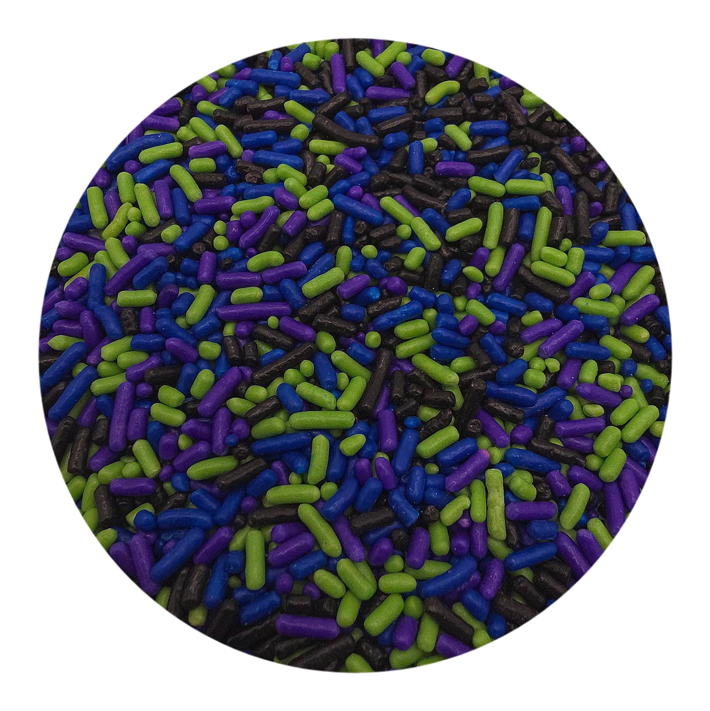 Ncs Purple, Dark Blue, Lime Green, And Black Jimmies Edible Sprinkles, 8 Ounces - Great For Cupcakes, Cookies, Cakes, Cakes Pops, Donuts