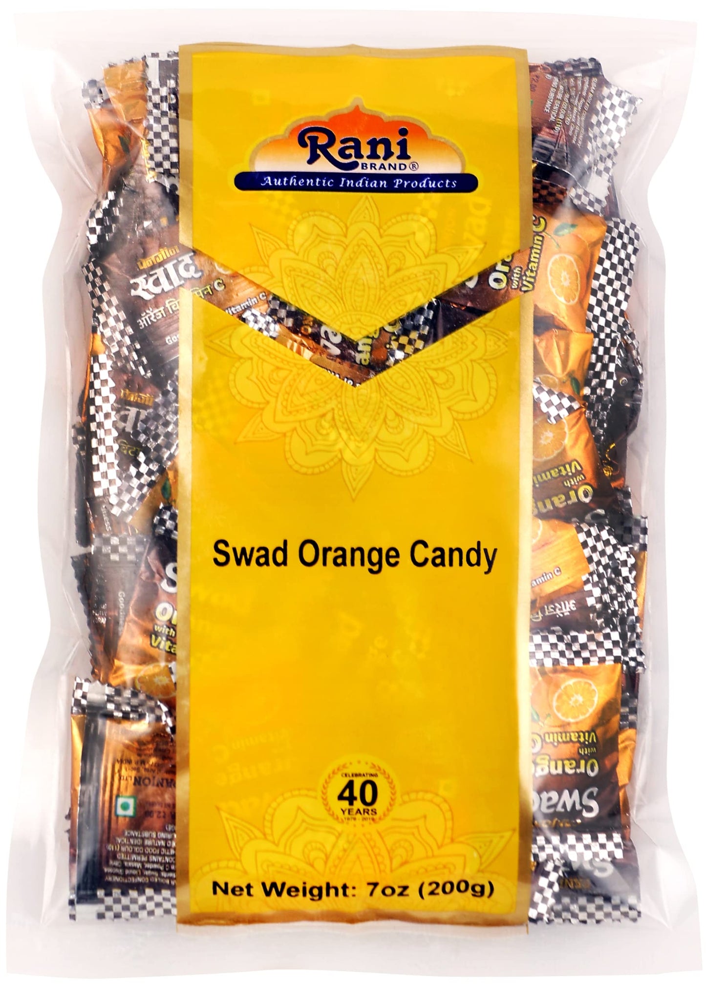 Rani Brand Orange Candy, Vegan, Gluten Friendly, NON-GMO, 7oz (200g), Individually Wrapped, Indian Treats