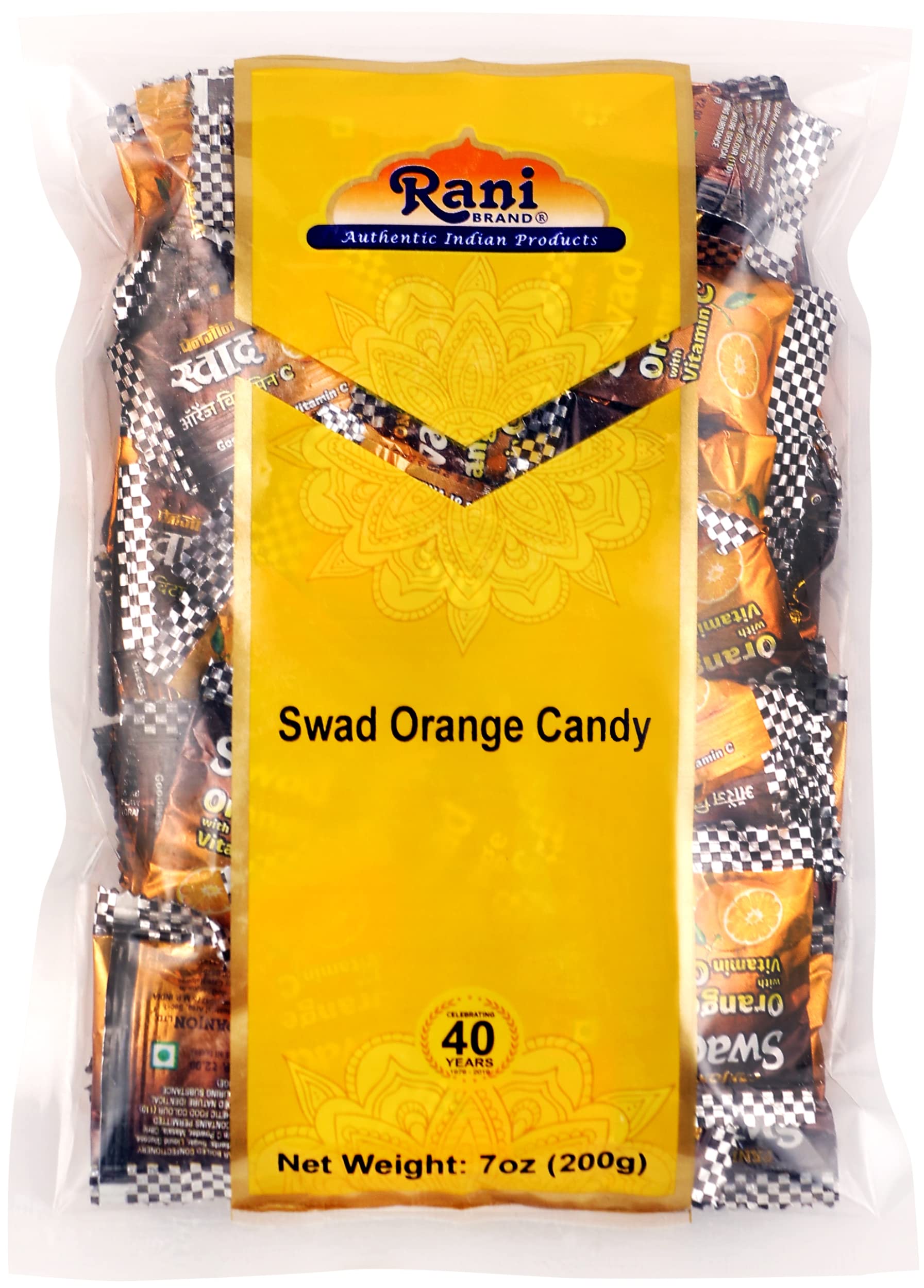 Rani Brand Orange Candy, Vegan, Gluten Friendly, NON-GMO, 7oz (200g), Individually Wrapped, Indian Treats