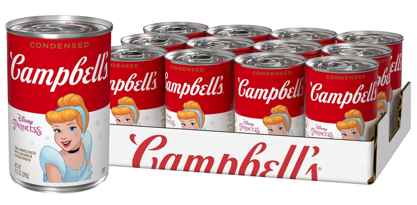 Campbell'S Kids Soup, Disney Princess, Princess-Shaped Pasta In Chicken Soup, 10.5 Ounce Can (Pack Of 12)
