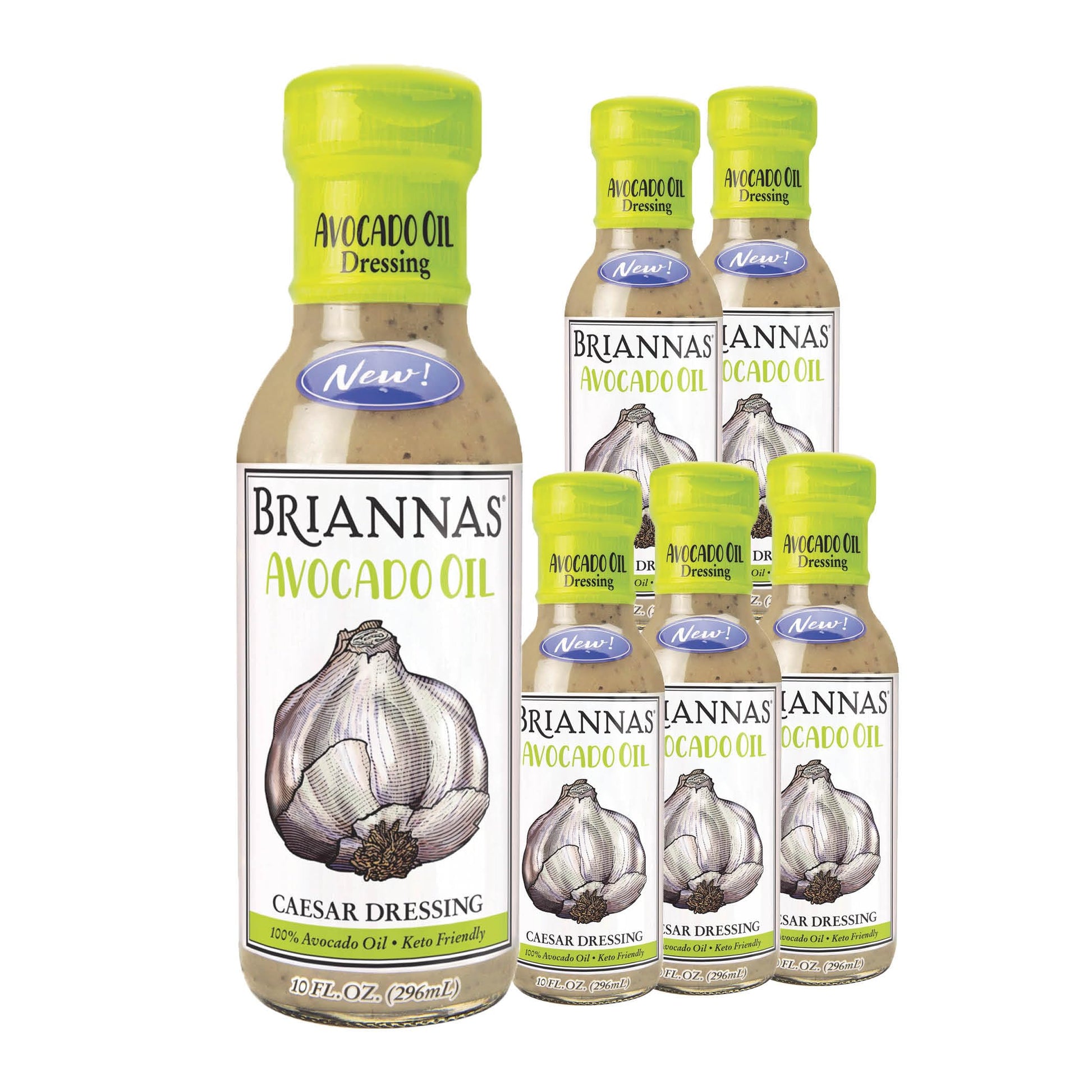 Briannas - Avocado Oil Caesar Dressing - Nutrient Rich  Keto Friendly  Dairy Free Salad Dressing Made With 100% Avocado Oil - 10 Oz. Bottles - 6 Pack