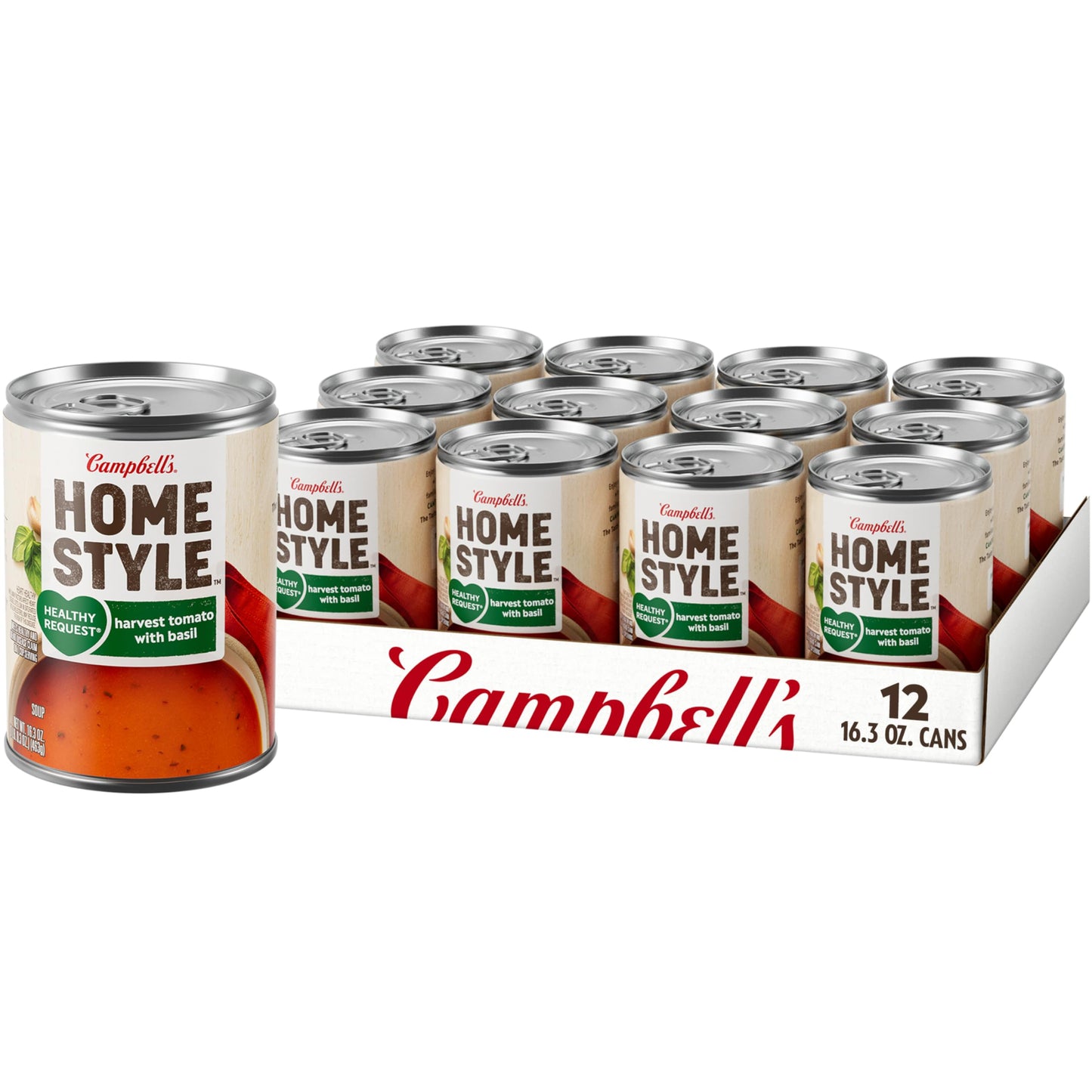 Campbells Homestyle Healthy Request Harvest Tomato Soup With Basil, 16.3 OZ Can (Case of 12)
