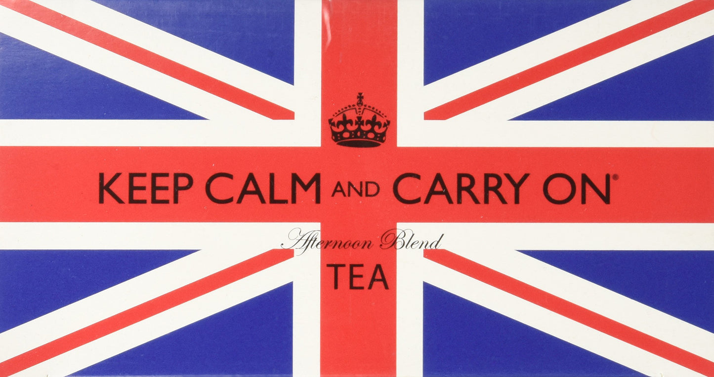 Keep Calm And Carry On Tea Carton Box, Afternoon Blend Tea (40 Bags, 125G, 4.4Oz)