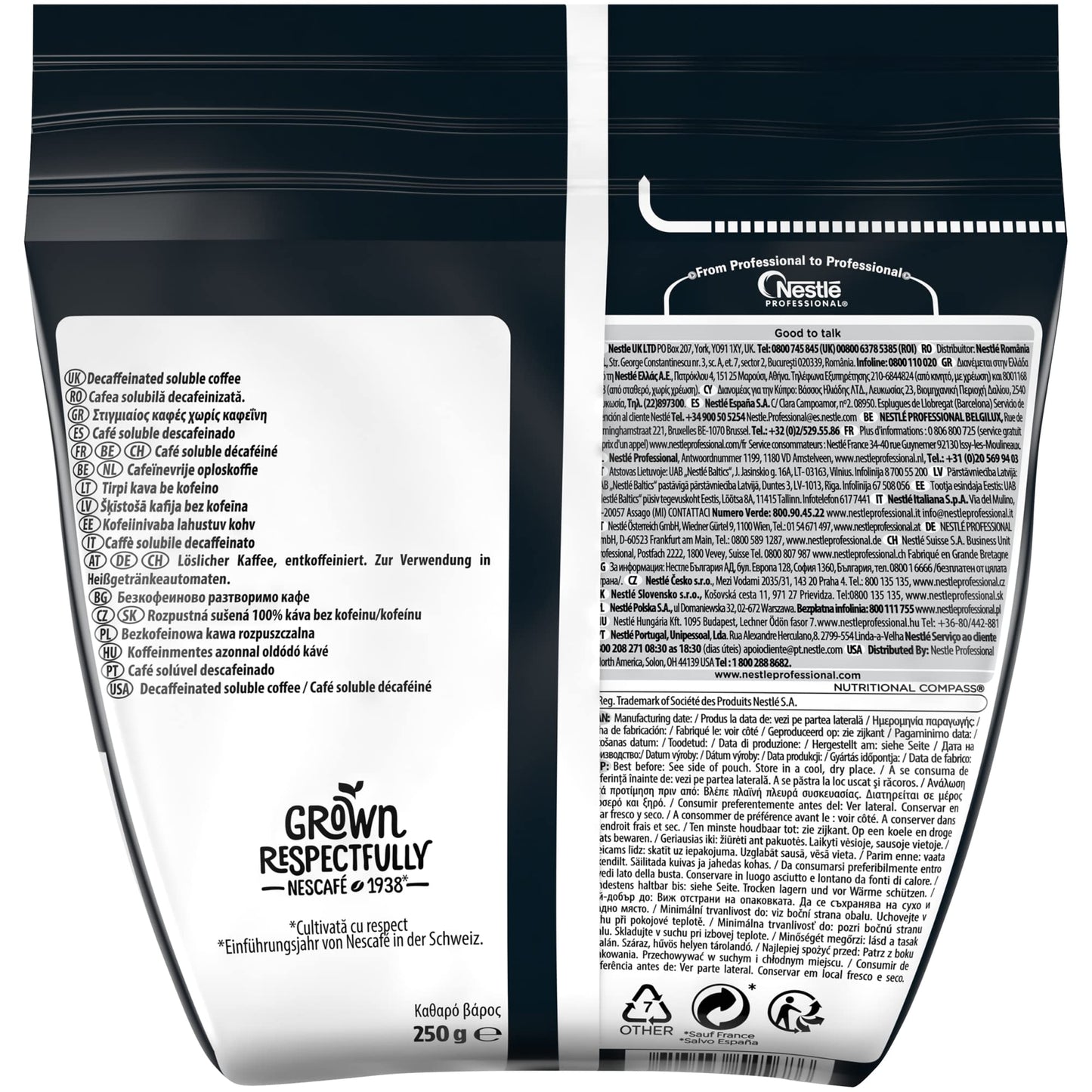 Nescafe Ristretto Decaffeinated Coffee, Arabica And Robusta Decaf Blend, 8.82 Oz Bag, Box Of 4 Bags