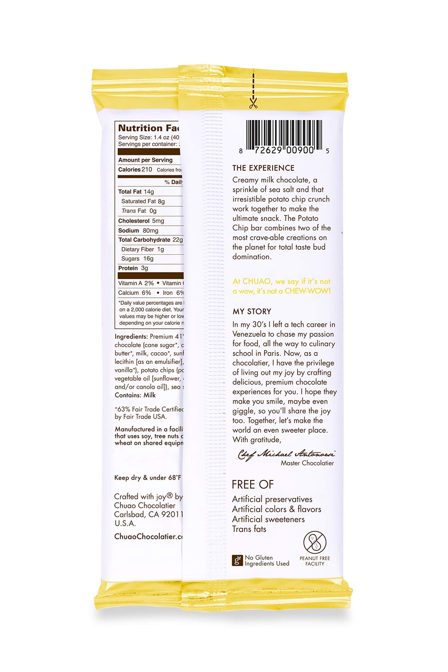 Chuao Chocolatier Potato Chip Milk Chocolate Bars | Gourmet No Preservatives | For Gift Baskets, Christmas, Birthday, Thank You, Care Package | 12 Ct