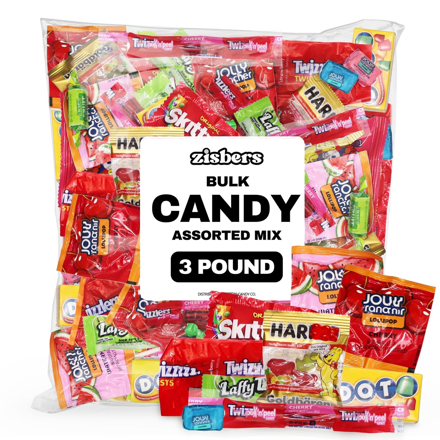 Zisbers Bulk Assorted Candy Mix - Individually Wrapped Variety Pack, 3 lb for Parties, School Snacks & Office Treats