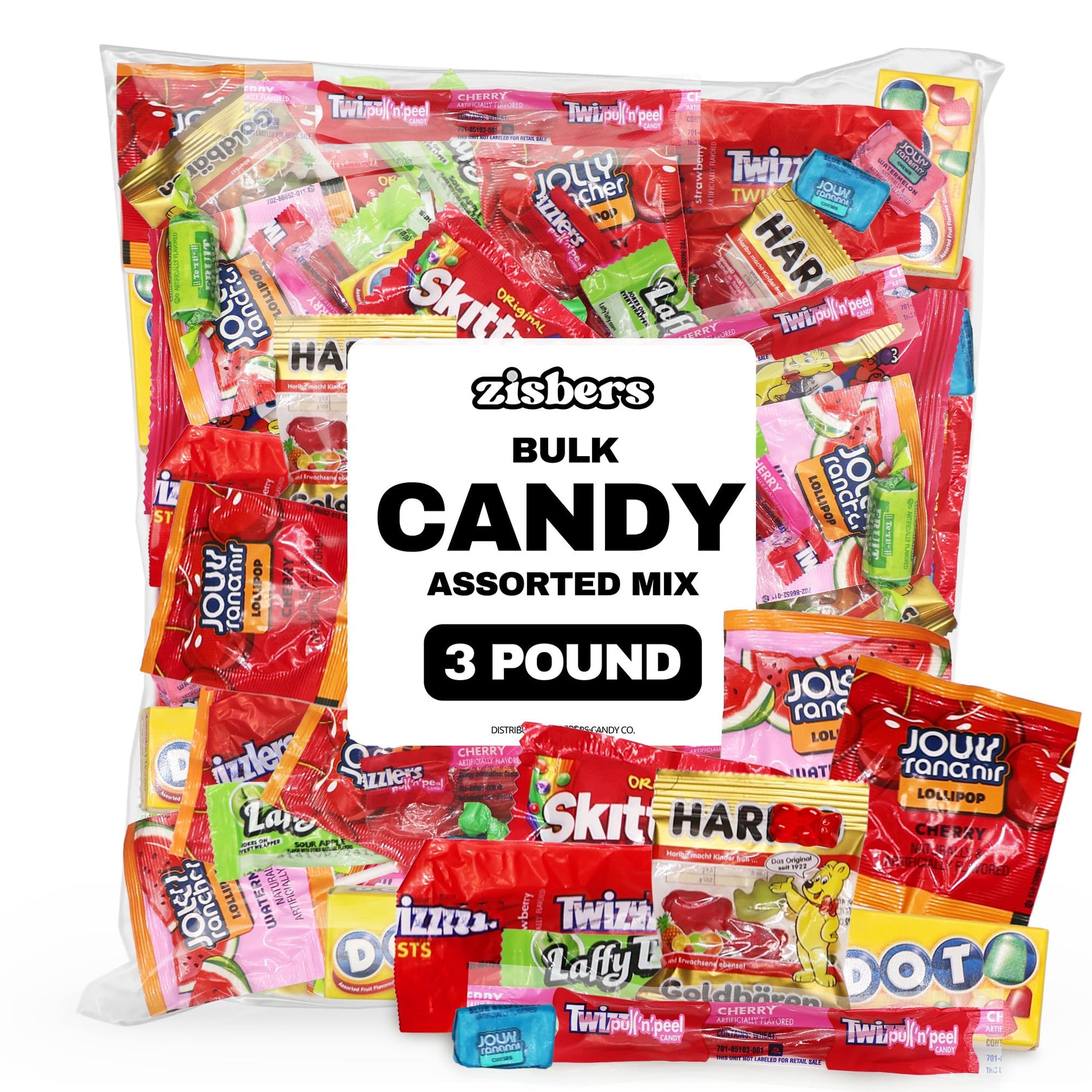 Zisbers Bulk Assorted Candy Mix - Individually Wrapped Variety Pack, 3 lb for Parties, School Snacks & Office Treats