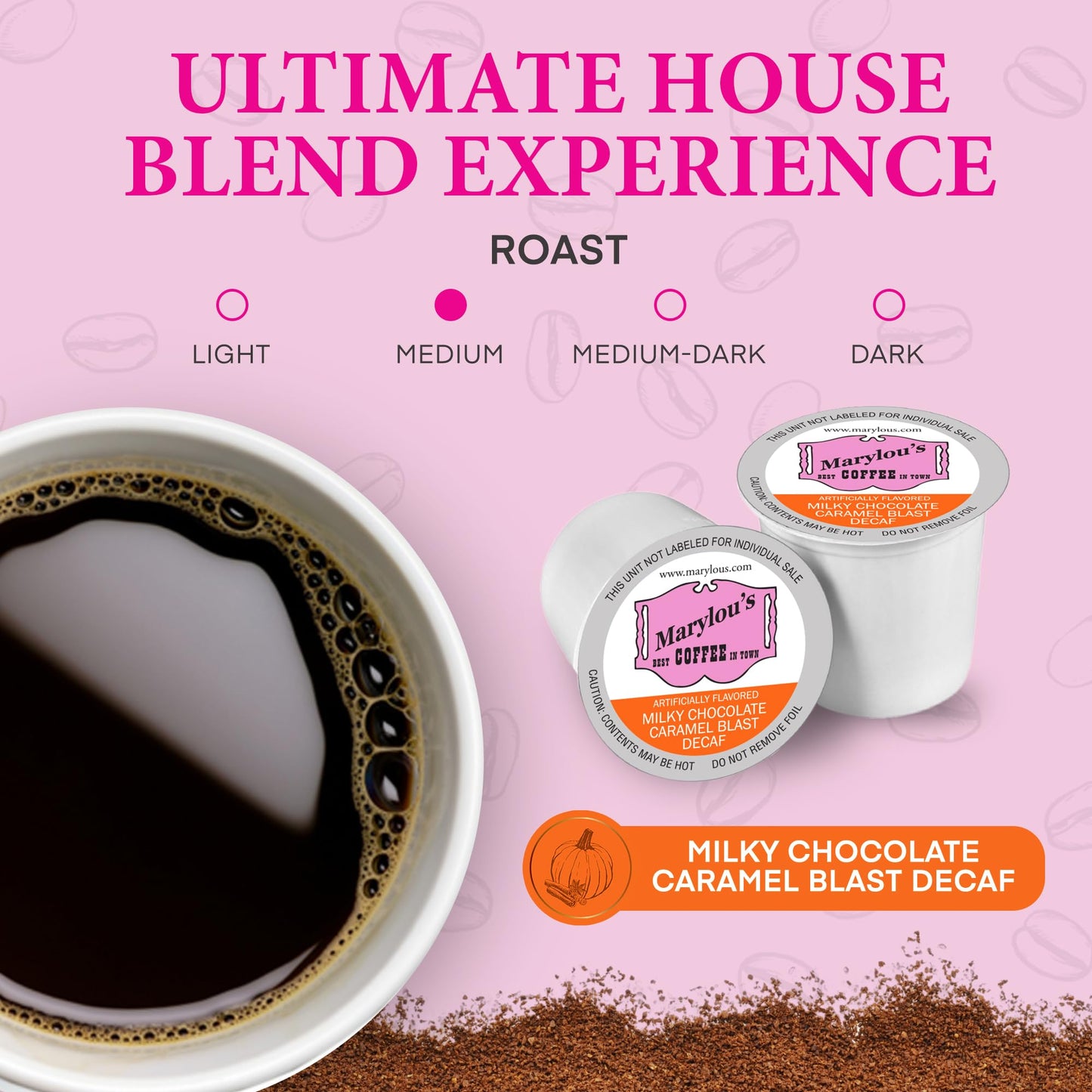 Marylous Coffee Decaf Milky Chocolate Caramel Blast Flavored Coffee, Medium Roast, Compatible with Keurig, 12 Single Serve Cups