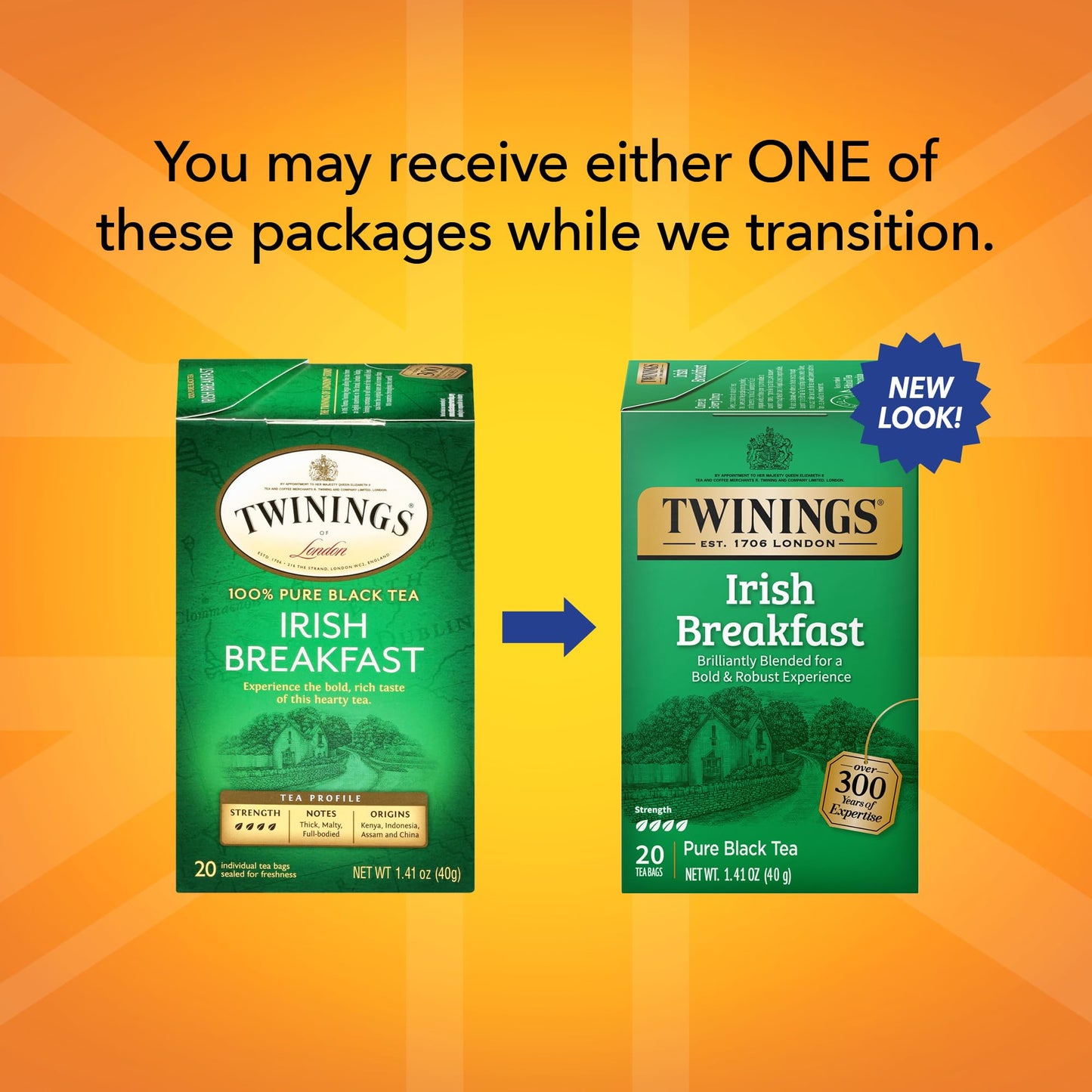 Twinings Of London Irish Breakfast Black Tea Bags, 20 Count