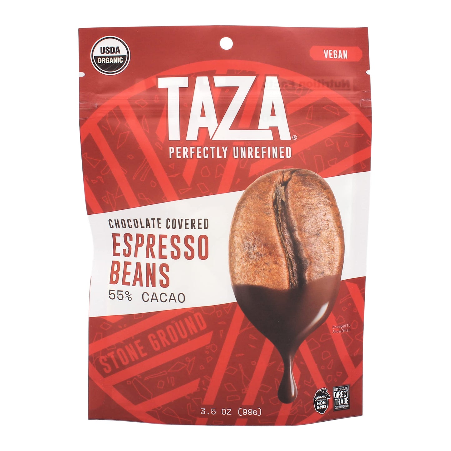Taza Chocolate Organic Chocolate Covered Espresso Beans, 55% Dark, 3.5 Ounce (Pack of 12), Vegan, Chocolate Candy