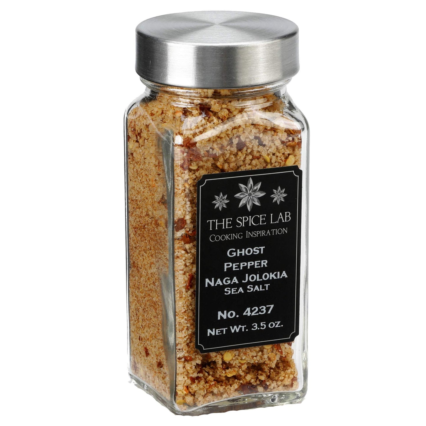 The Spice Lab Ghost Pepper Salt - Gluten-Free, Non-GMO, 3.5 oz French Jar, Model 4237-4J, All Natural Gourmet Spicy Salt
