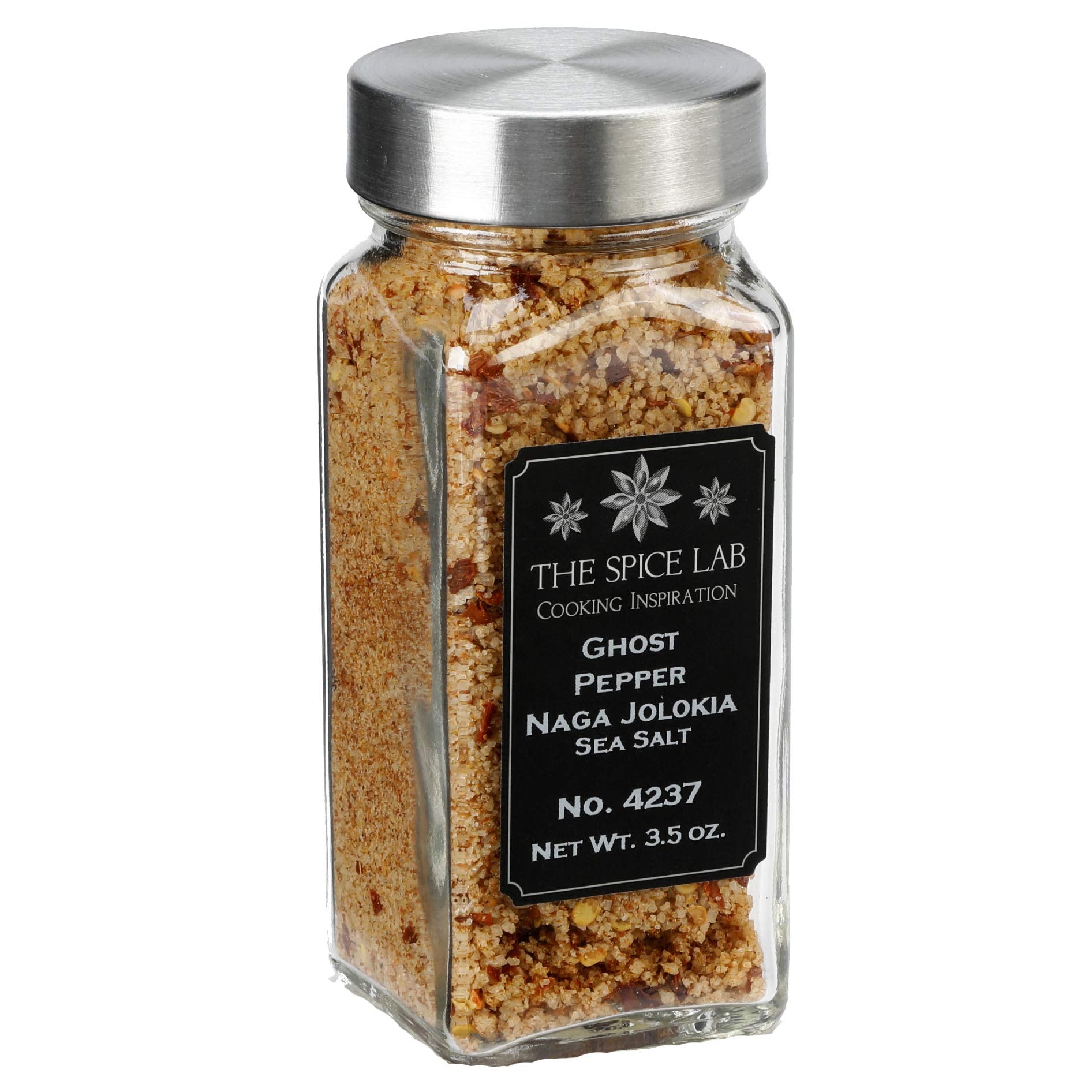 The Spice Lab Ghost Pepper Salt - Gluten-Free, Non-GMO, 3.5 oz French Jar, Model 4237-4J, All Natural Gourmet Spicy Salt