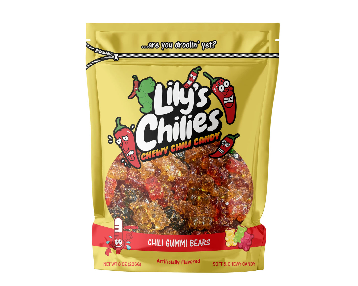 Lilys Chilies, Sour and Chili Chewy Candy (Chili Gummy Bear), 7.97 Ounce (Pack of 1)