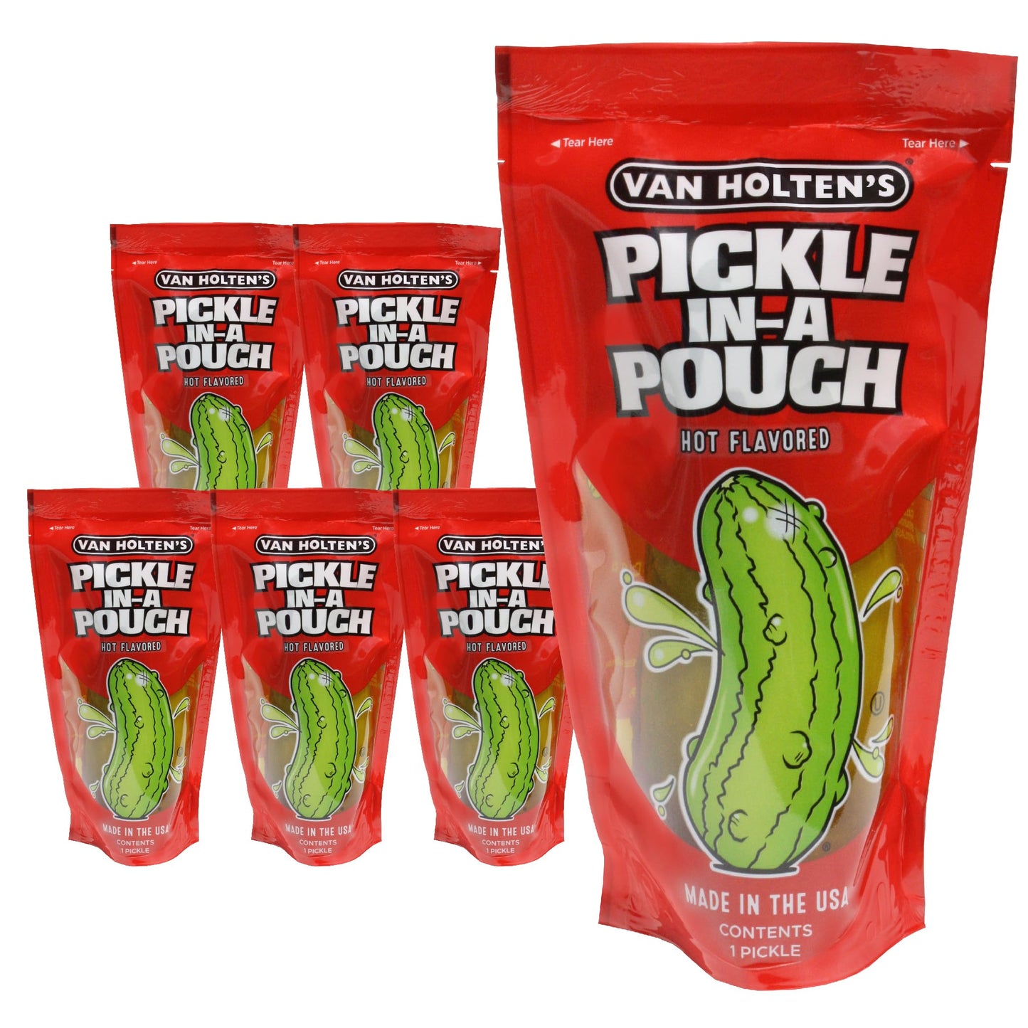 Van Holtens Pickles - Jumbo Hot Pickle-In-A-Pouch - 6 Pack