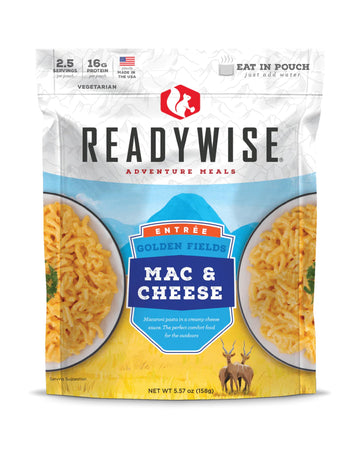 Readywise Adventure Meal Mac & Cheese, 2 Servings - Freeze-Dried Mre For Emergency Preparedness, Camping, Hiking, Backpacking, S