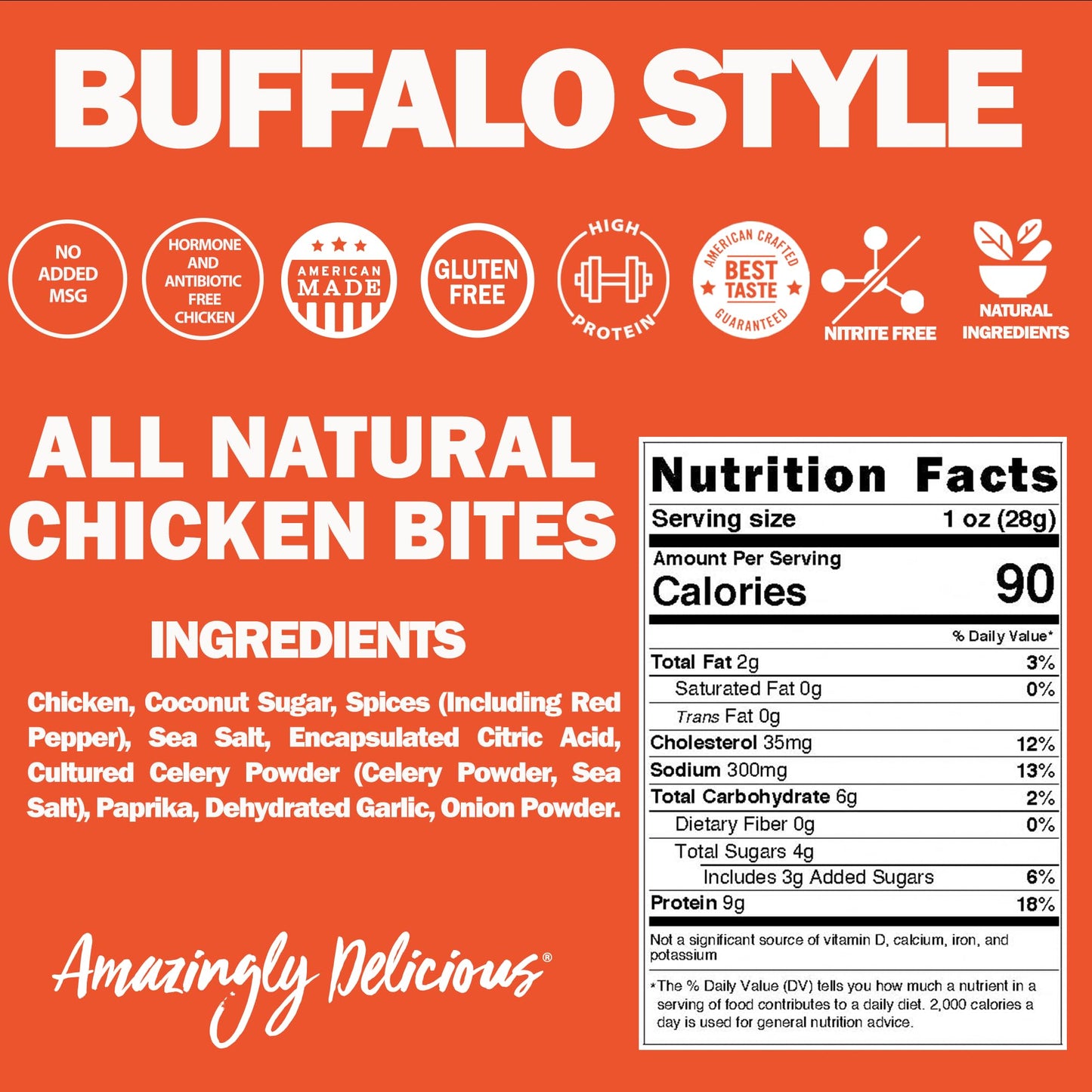 Field Trip Chicken Jerky Bites, All Natural, Gluten Free, Keto & Paleo Snack, 2.2oz (Pack of 4), Spicy Buffalo Style