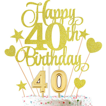 40Th Birthday Cake Decorations Set Include 40Th Birthday Candles Numeral 40 Cake Candles And Happy 40Th Birthday Cake Toppers Wi