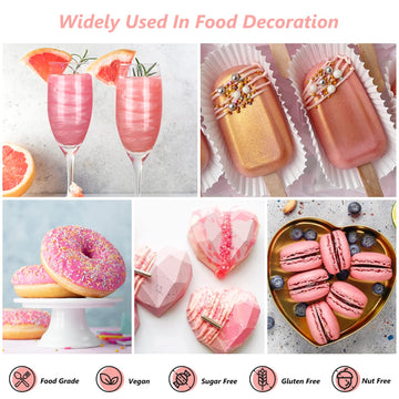 Pink Edible Luster Dust 10 Grams, Food Grade Cake Luster Dust Tasteless Dessert Dusting Powders For Baking Cherrysea Food Colori