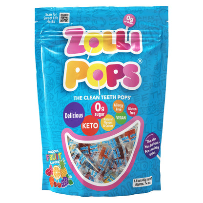 Zollipops Original Assorted Fruit Flavors - 8-Pack, 1.6oz Bags - Healthy & Delicious Treats for All Ages - Natural Ingredients, 