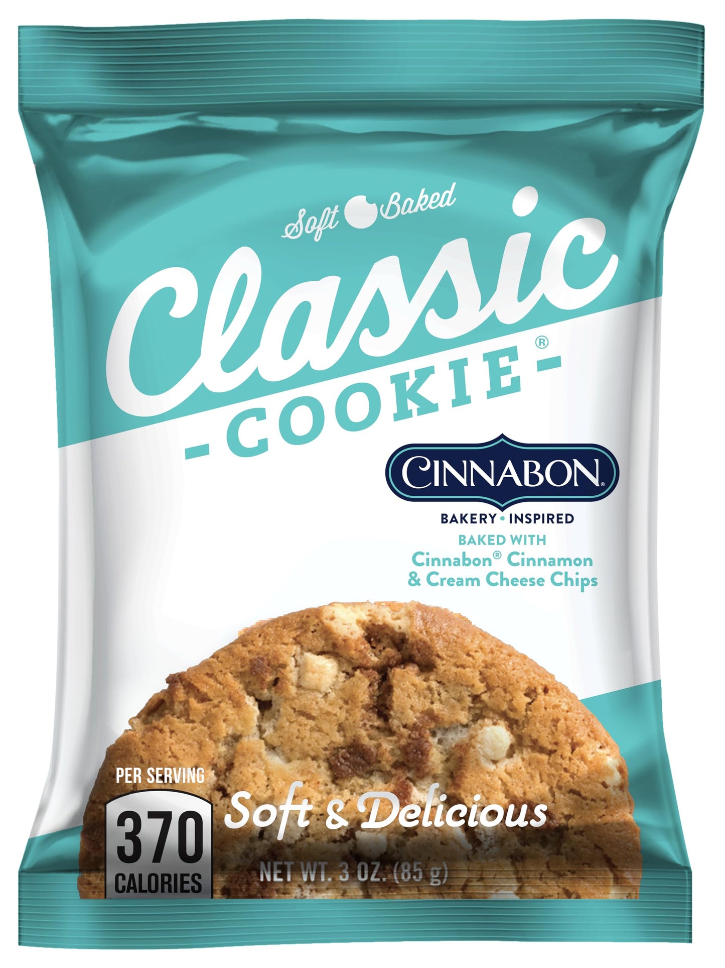 Classic COOKIE Soft Baked Cinnabon® Cookies with Cinnamon & Cream Cheese Chips, 2 Boxes, 16 Individually Wrapped Cookies