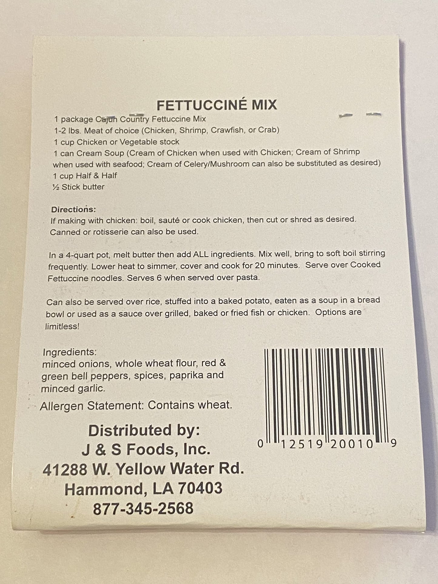 Cajun Country Cajun Creole Fettuccine Mix, 1 Ounce Packet (No MSG and All Natural Ingredients - Makes 6 Servings)