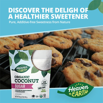 Heaven & Earth Organic Coconut Sugar, 16oz (3 Pack) | Low Glycemic | Unrefined Sugar Alternative | Natural Sweetener | Coconut P