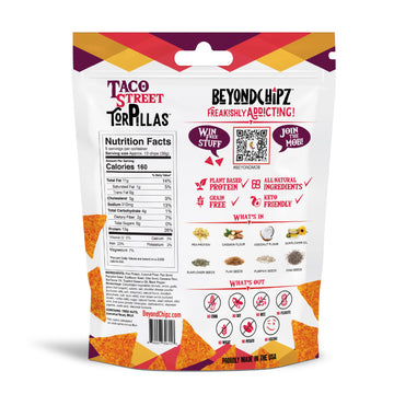 Beyondchipz Low Carb Tortilla Chips, Taco Street, Keto Friendly, Gluten Free, One 5.3Oz Pouch