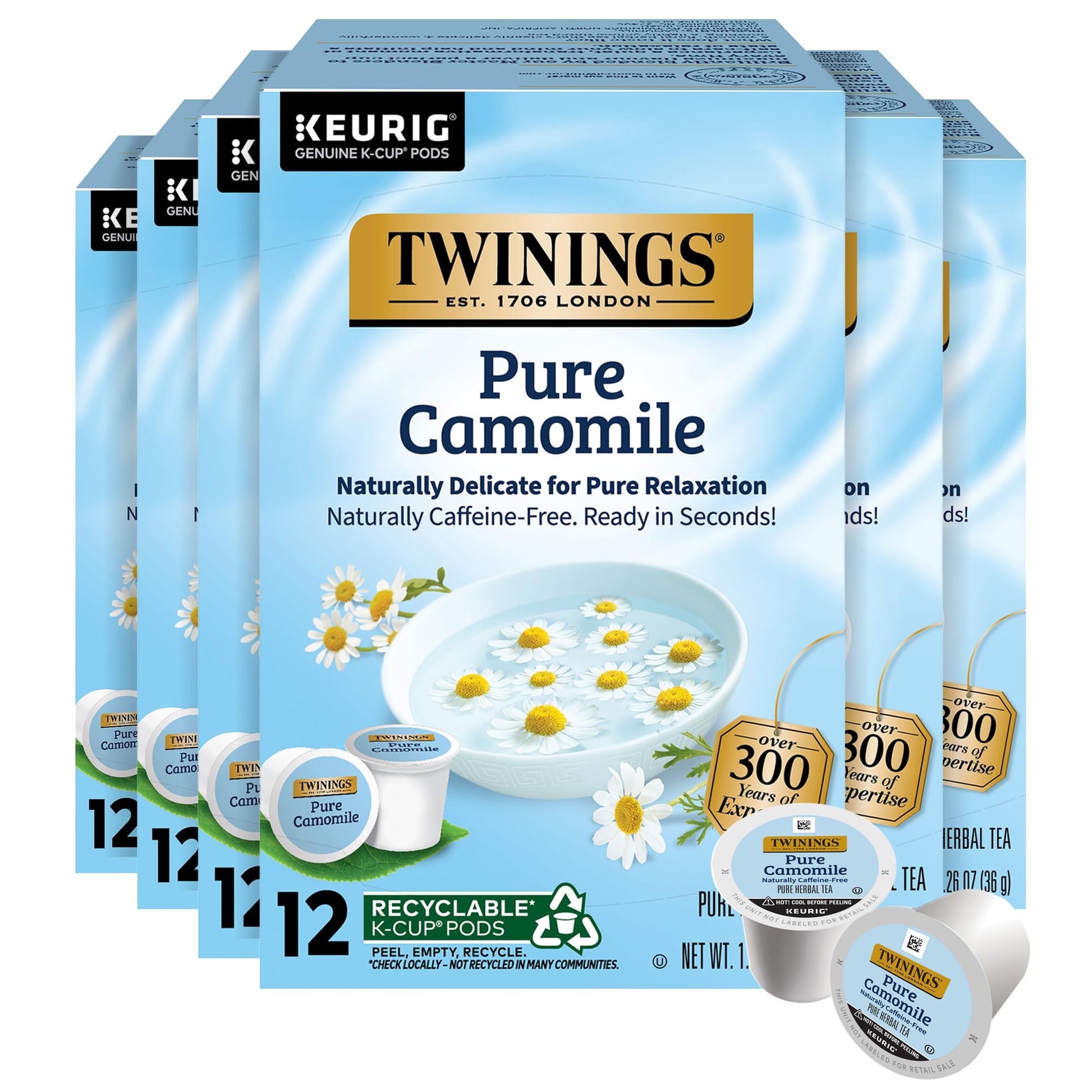 Twinings Herbal Chamomile Tea K-Cup Pods, Caffeine Free, 12 Count (Pack of 6)