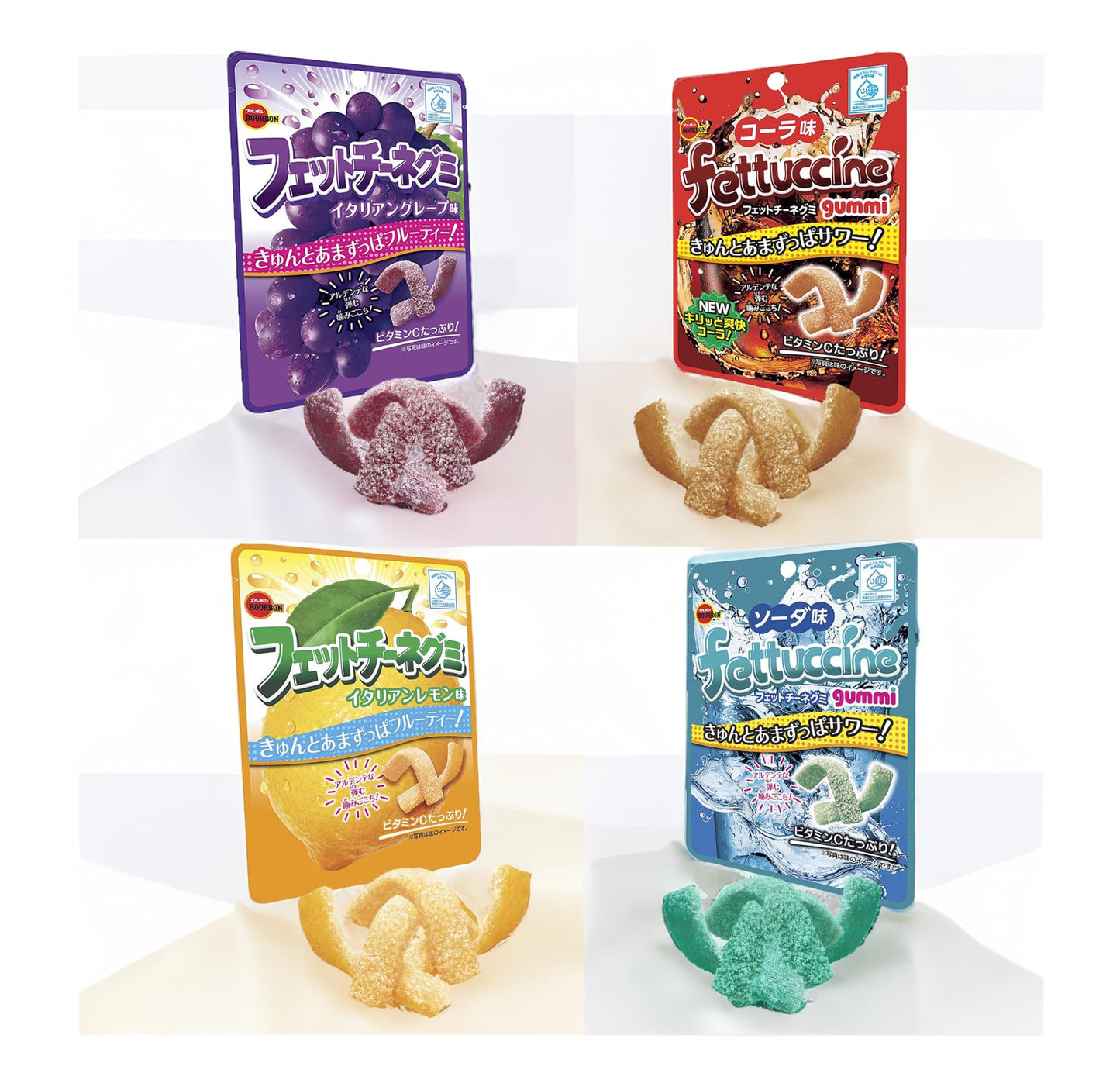 Japanese Gummy Candy Assortment Gift Box, 10 Pieces, Variety Pack With Fettuccine, Pure, Kororo, And Character Gummies