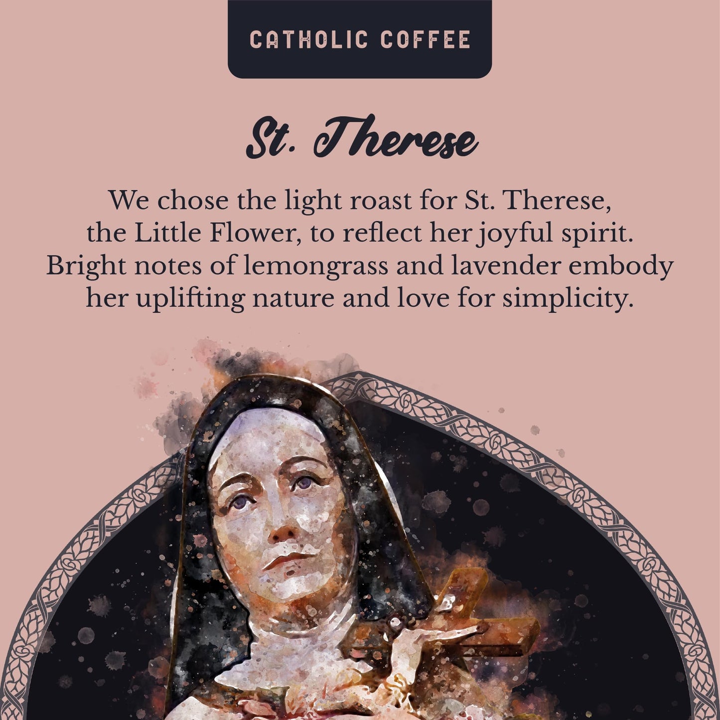 Catholic Coffee Pods - St. Thérèse Of Lisieux Light Roast | Vanilla & Citrus Notes | 12 Pack, Single Serve Coffee Pods