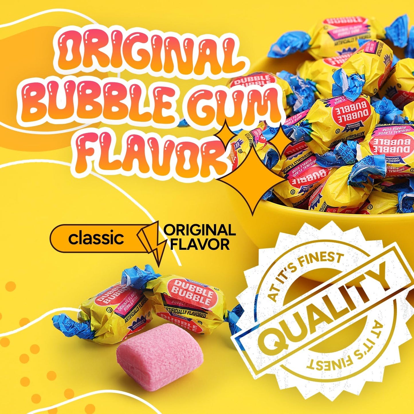Global Gumball Bubble Gum, Original Flavor, Chewing Gum - 50 Pcs Twist Wrapped Gum - 12 Oz Individually Wrapped Bubblegum - Chew