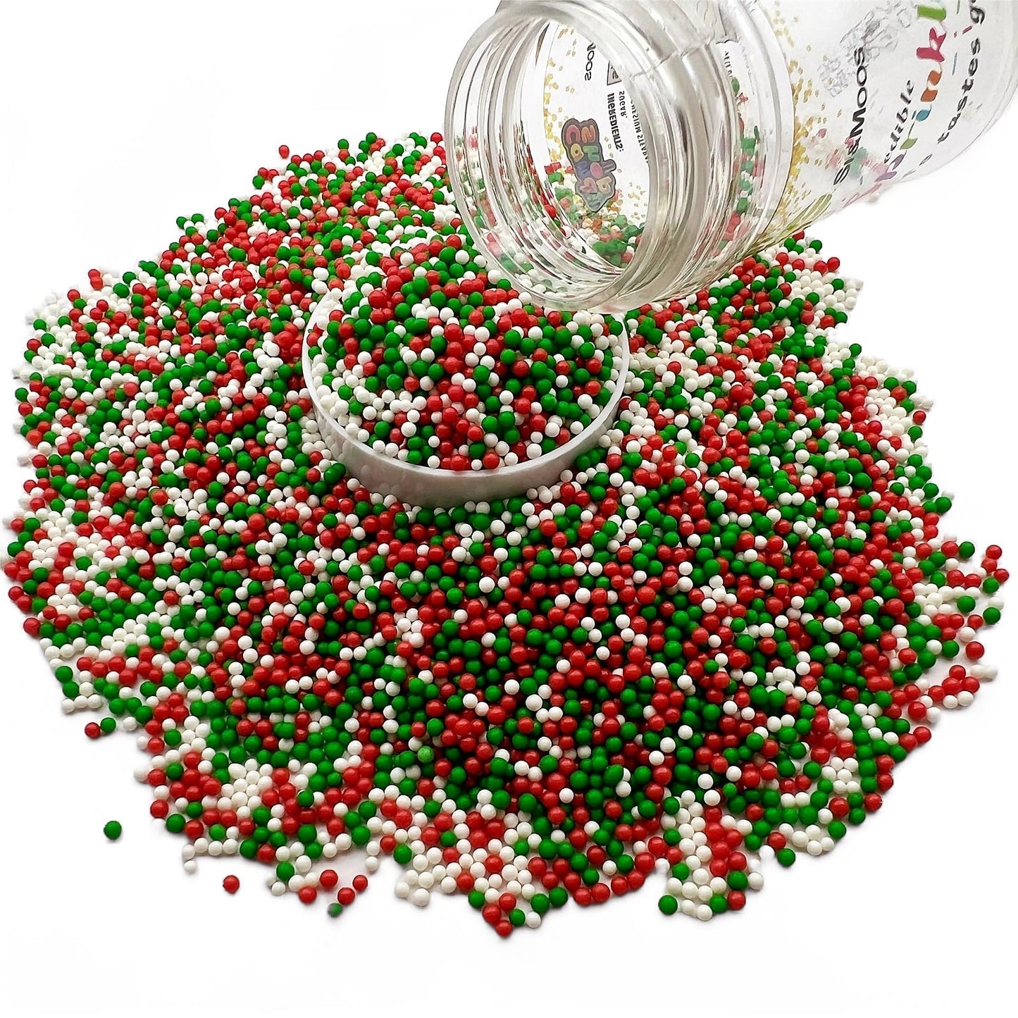 Se Si&Moos Red Green And White Christmas Sprinkles For Cake Decorating Red Green White Nonpareils Edible Pearls For Cake Decorat