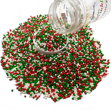 Se Si&Moos Red Green And White Christmas Sprinkles For Cake Decorating Red Green White Nonpareils Edible Pearls For Cake Decorat