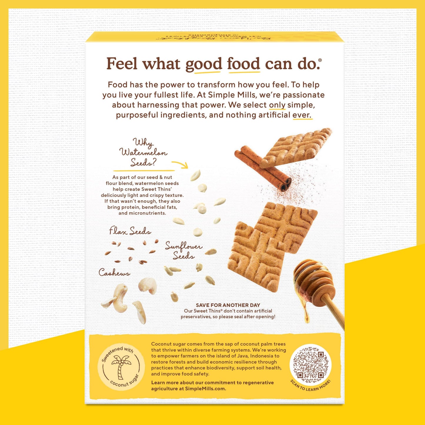 Simple Mills Honey Cinnamon Seed & Nut Flour Sweet Thins, Paleo Friendly & Delicious Sweet Thin Cookies, Good for Snacks, Nutrie