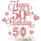 HOGRTi 50th Birthday Cake Decorations Set, Rose Gold, Includes Candles and Toppers, Model 50