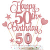 HOGRTi 50th Birthday Cake Decorations Set, Rose Gold, Includes Candles and Toppers, Model 50
