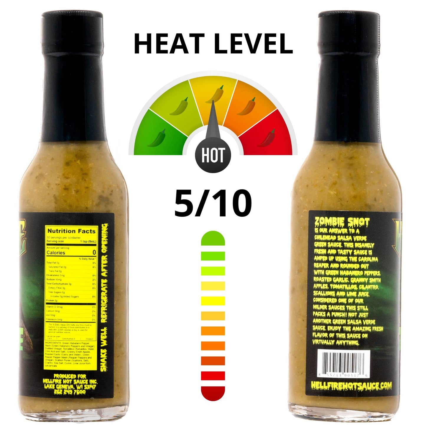Hellfire Zombie Snot Hot Sauce, Award-Winning Chilehead Salsa Verde Sauce, Made With Carolina Reaper Peppers, World'S Best Taco