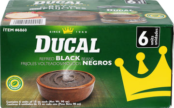Ducal Instant Vegetarian Black Refried Beans 15oz (Pack of 6) | Gluten & Cholesterol Free, Excellent Source of Protein & Iron, R