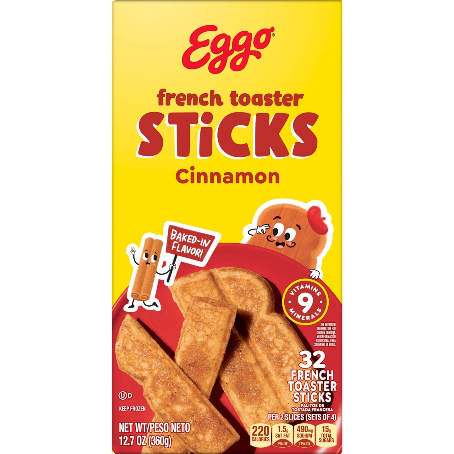 Eggo Frozen French Toaster Sticks, Frozen Breakfast, Breakfast Food, Cinnamon, 12.7oz Box (32 Sticks)