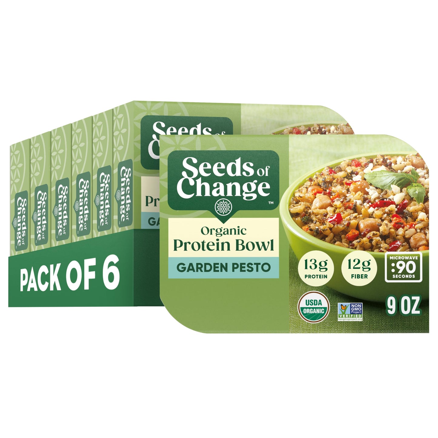 SEEDS OF CHANGE Organic High Protein Bowl Garden Pesto  Prepared Entr?e  Microwave in 90 Seconds  9 oz (Pack of 6)