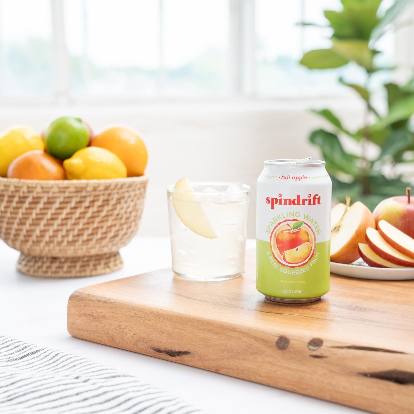 Spindrift Fuji Apple Sparkling Water, 12 Ounce Cans, Pack of 24 - Refreshing, Naturally Flavored, No Added Sugar