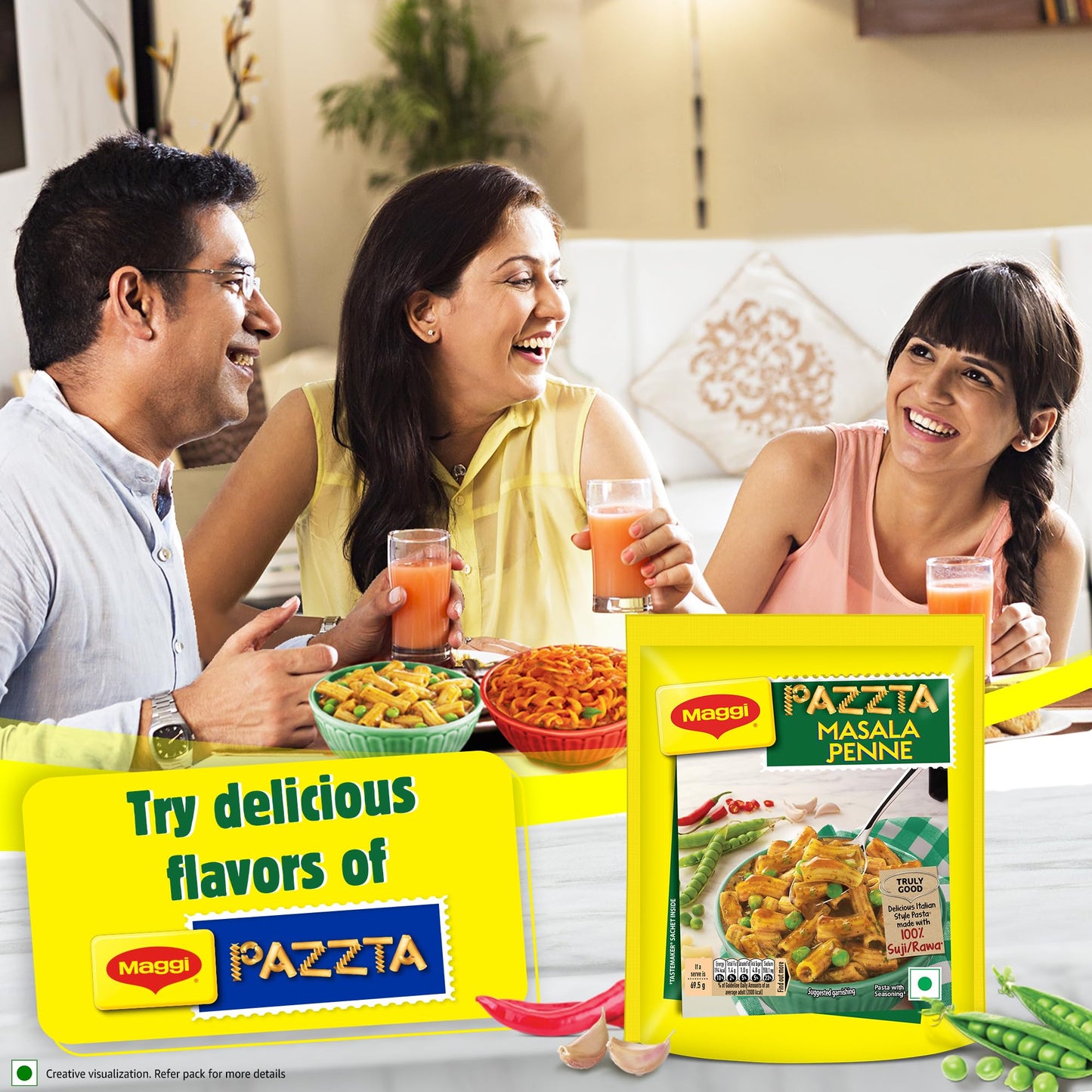 Pazzta Maggi Pazzta Masala Penne Pasta, Delicious Italian Style Instant Pasta, Made With 100% Suji & Quality Ingredients, 69.5Gr